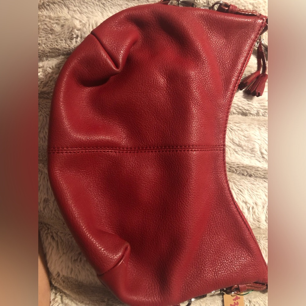 Talbots Red Pebbled Leather HOBO Bag - Picture 2 of 13